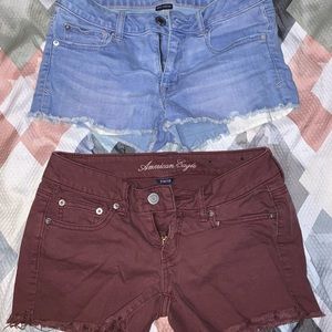 2 American Eagle stretchy jean (booty) shorts